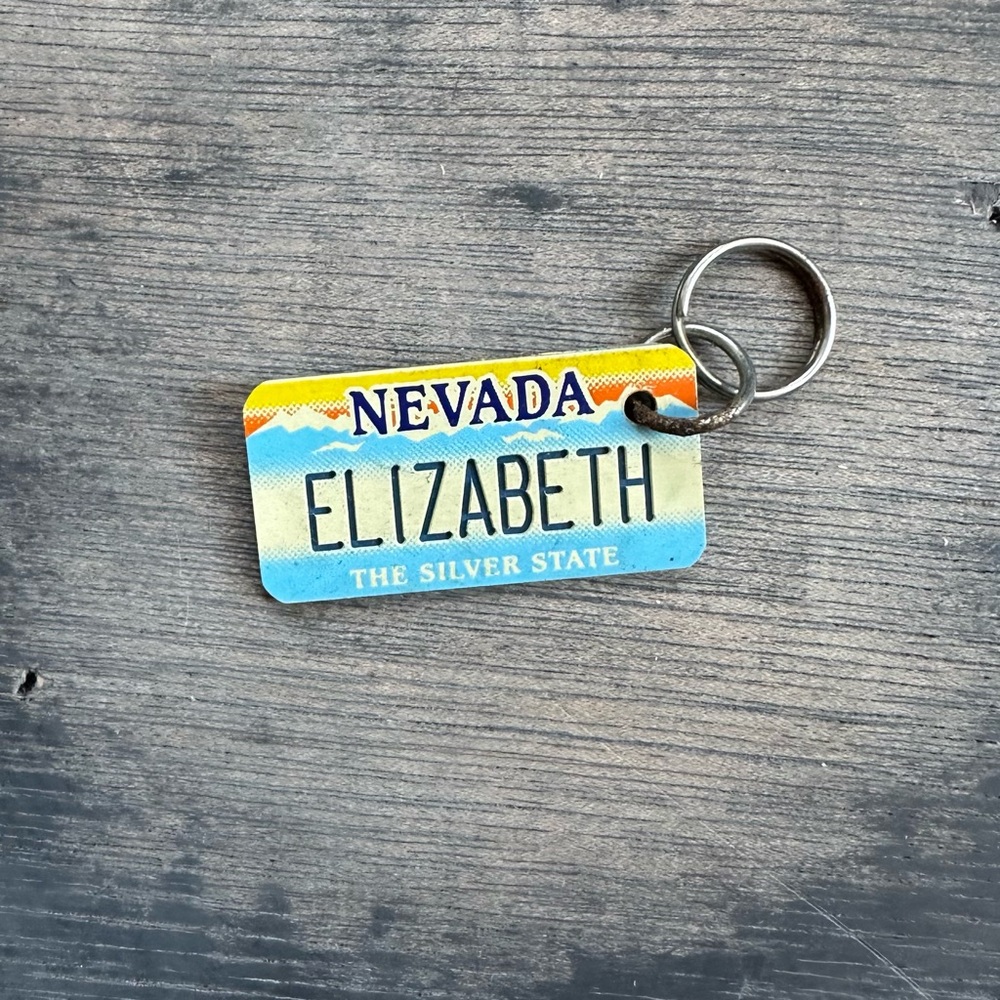 Vintage Nevada License Plate Keychain Elizabeth